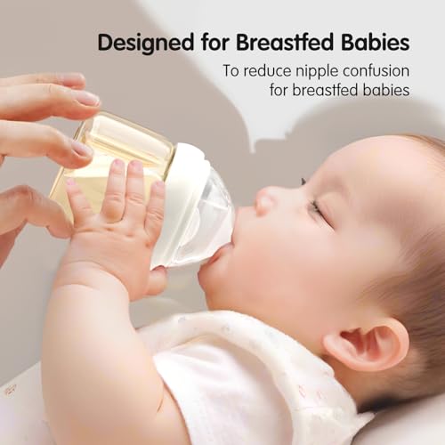 Aynmer Natural Flow Baby Bottle Silicone Nipple，0+ Months, 4 Counts (L) - color: L (6m+)