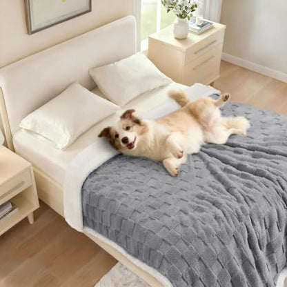 Luciphia Waterproof Dog Blanket, Reversible Fleece & Sherpa, Couch Cover - color: Cookie Gray, size: Medium (57x40 inch)