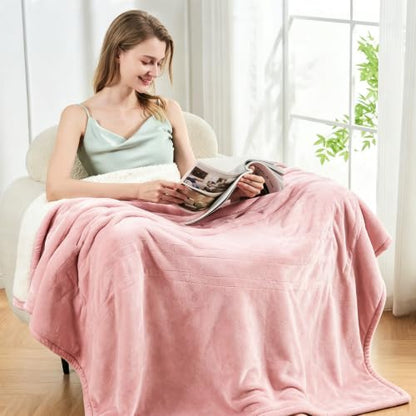 Electric Heated Blanket Throw 50"x60", 8 Heat leavls and 1-8H Auto Off | Fast Heating, Over-Heat Protection&ETL Certification, Soft Flannel Sherpa, Machine Washable, Suitable for Bed and Sofa - color: Pink, size: Throw-50" x 60"