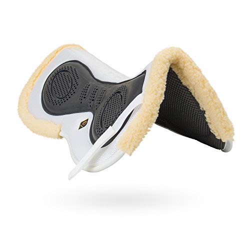 3D Air-Mesh Half Pad, Impact Protection & Therapeutic Gel Padding English Saddle for Maximum Support and Stability, Best for Horses Under Saddle, Dressage, Jumping & Training - color: 3d Air-mesh Fleece (White)