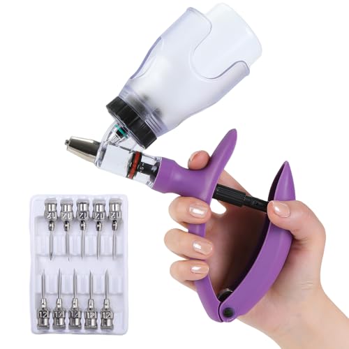 5ml Continuous Self-Refilling Livestock Syringe, 10 Needles Included - color: Purple