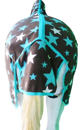 Horse Soft Fleece Cooler Contoured Exercise Blanket Liner Sheet Wicks 4397N - color: Turquoise Stars, size: 72 inches