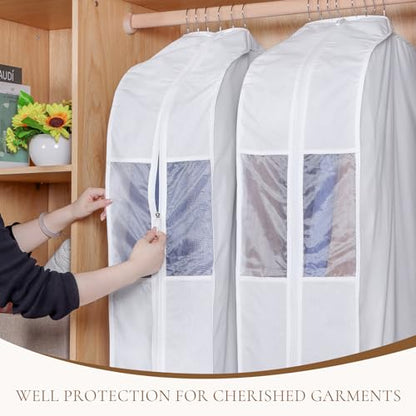 Univivi 40 Inch Cotton Garment Bags for Hanging Clothes 4 Pack, White - size: 40 Inch - 4 Pack