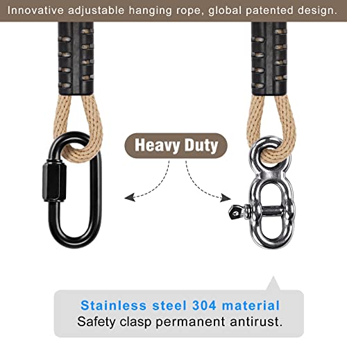SELEWARE 6.5ft Tree Swing Rope, Adjustable Hammock Straps Hanging Kit - color: Beige1-1 Pack, size: 6.5ft
