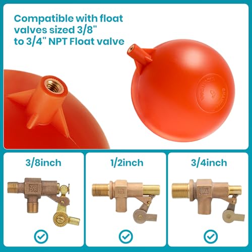 5" Float Ball for Float Valve, 1/4"-20 Thread Replacement - size: 5inch ball