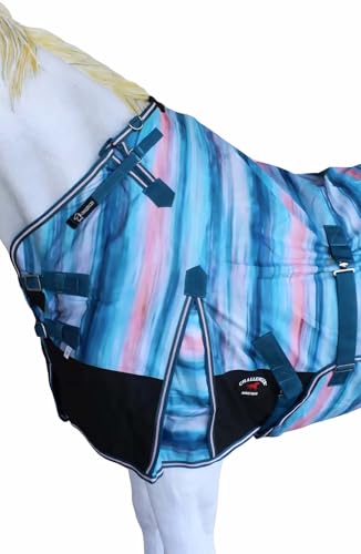 76" Horse Turnout Waterproof Fleece Lined Medium Winter Blanket Serape 3B110 - color: Turquoise Rustic, size: 76 inches