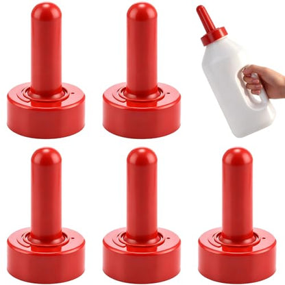 5 Pcs Calf Nipples, 4.33 in Length Silicone Replacement Livestock Feeding Nipples, Small Animal Milk Drink Nipple for Calf Milk Bottles, Dairy Farm