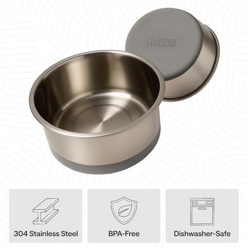 GORILLA GRIP Dog Bowls, Food Grade Stainless Steel, Set of 2, 2 Cup, Gray | 304 Stainless Steel Pet Feeding Bowls Hold 16 fl oz Each, Dishwasher Safe, Rust Resistant, BPA Free Rubber Base - color: Gray, size: 2 Cup (16 Oz)