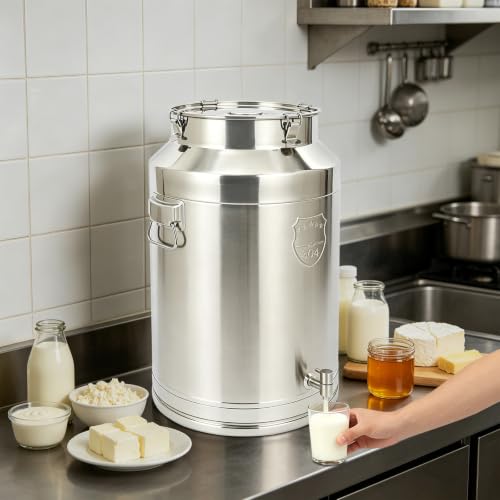 76L/20Gal 304 Stainless Steel Milk Can with Spigot - size: 76L/20Gal,w/Faucet