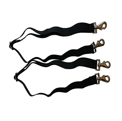 Majestic Ally Pack of 2 Adjustable Length Horse Blanket Sheet Replacement Elastic Leg Strap with Double Swivel Snaps (Black) - color: Black