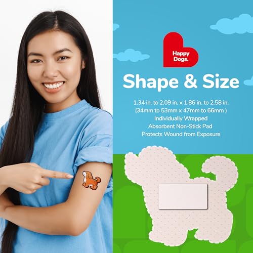 BioSwiss Bandages, Dog Shaped Self Adhesive Bandage Set, Latex Free, Sterile Wound Care, 24 Count - size: 24-Count Box, style: Dogs