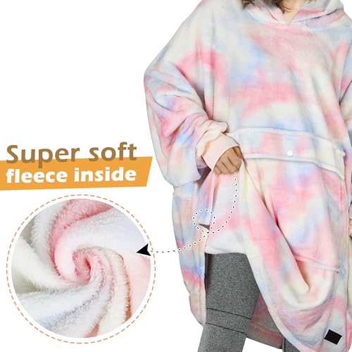 Catalonia Oversized Blanket Hoodie, Cotton Candy Fleece Wearable Blanket - color: Cotton Candy / Fleece