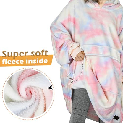 Catalonia Oversized Blanket Hoodie, Cotton Candy Fleece Wearable Blanket - color: Cotton Candy / Fleece