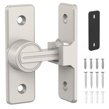 Barn Door Lock Hardware, 90 Degree Flip Latch Privacy Lock, Nickel | Heavy Duty Zinc Alloy Sliding Barn Door Latch for Bathroom, Bedroom, Closet, Garage, Shed and Gate - color: Nickel-1PC