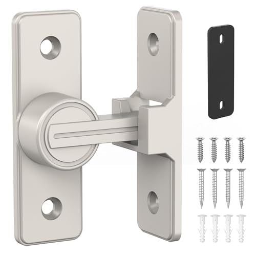 Barn Door Lock Hardware, 90 Degree Flip Latch Privacy Lock, Nickel | Heavy Duty Zinc Alloy Sliding Barn Door Latch for Bathroom, Bedroom, Closet, Garage, Shed and Gate - color: Nickel-1PC
