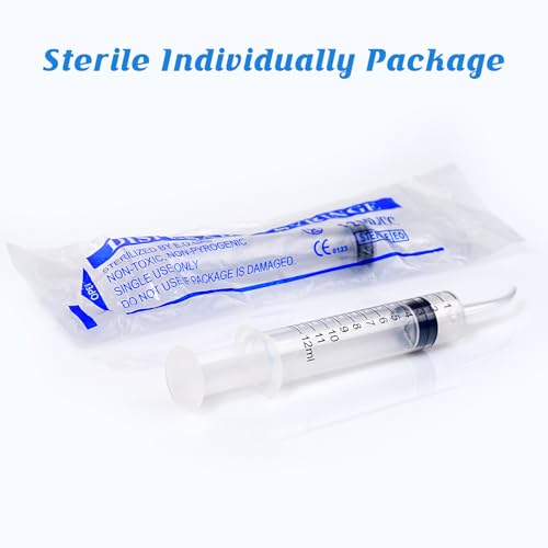 Wisdom Teeth Syringe, 12ml Dental Irrigation Syringe (20 Pack) - style: Curved Tip & Straight Tip 20 Pack