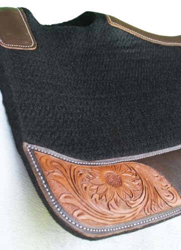 Horse 32"x30" Western Contoured Wool Felt Therapeutic Saddle Pad 39252 - color: Black