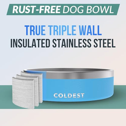 Coldest Dog Bowl - Anti Rust Metal, Non Slip, 3 Layers Insulated Stainless Steel Dog Bowls - Spill Proof & Heavy Duty - Water Bowl for Dogs, Cats & Pets, Dish Washer Safe (42 oz, Celestial Blue) - color: Celestial Blue, size: 42 oz