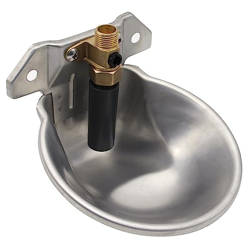 Automatic Goat Sheep Waterer Bowl with Copper Touch Valve,Stainless Steel - color: SILVER