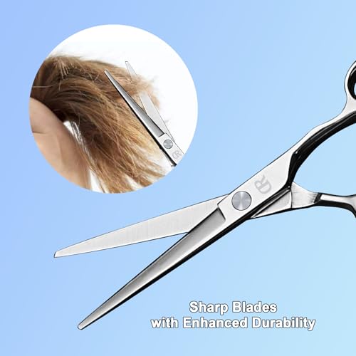 Hair Cutting Scissors Shears kit,Professional Edge Sharp Hair Scissors set,Barber Hairdressing Texturizing Thinning shears,Haircuting Styling Scissor kit Japanese 6.5 Inch (Silver)