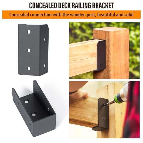 Deck Railing Connectors for 2"x4" (Actual 1.5"x3.5") Railing Wood Post (Parallel, 4pcs) - size: Parallel