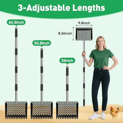 64.5 Inch Chicken Poop Scooper & Rake,for Chicken Pooper Small Farm Animal