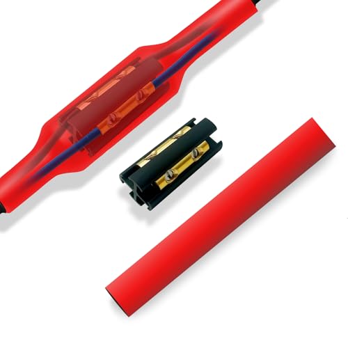 Underground Wire Splice Kit, Direct Burial Dual Rated Butt Splice 1 Set UF Cable Splice Kit with Heat Shrink and Electrical Terminals Suitable for 14/3 to 8/3 Wire Red