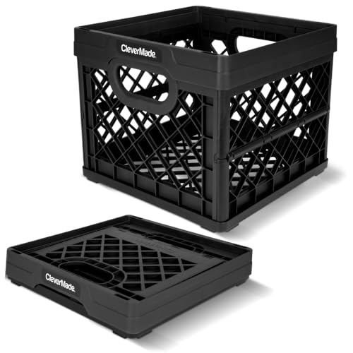 CleverMade Collapsible Milk Crate (100% Recycled) - 25L - Obsidian - color: Obsidian, size: 1 Pack