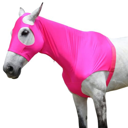 Horse Slinky Hood with Zipper, Stretchy Sleazy Hood Fuchsia L - color: Fuchsia, size: Large