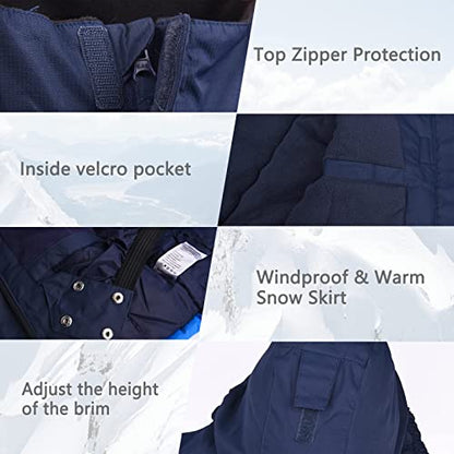 YINGJIELIDE Boy's Waterproof Ski Jacket,Kids Outdoor Snowboarding windproof Jacket,Fleece Lined Hooded,Warm Winter Snow Coat - color: Navy, size: 5-6 Years