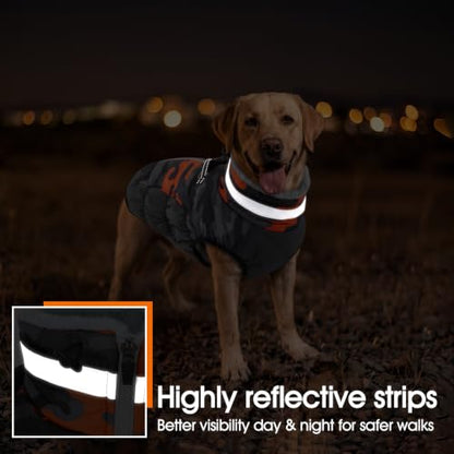 Lelepet Dog Winter Coat with Harness, Waterproof Reflective Camo Jacket - color: Black Camo, size: X-Small