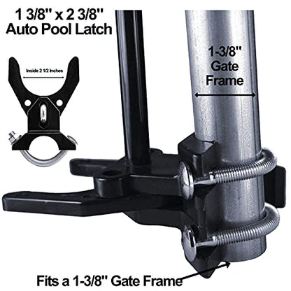 Pool GATE Latch: Child Safety Pool Latch - Push Style Pool Gate Latch for Chain Link 1-3/8" Gate Frames and 2-3/8" Gate Posts - 1 Latch - size: 1-3/8 " gate frame x 2-3/8" Gate Post