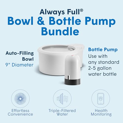 9" Self-Refilling Dog Water Bowl & Bottle Pump Bundle - size: 9" Bowl, style: Bottle Pump