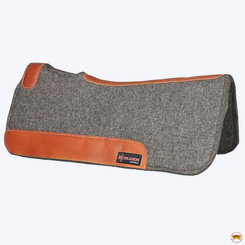 HILASON Western Wool Felt Horse Saddle Pad 30X30 in - color: Light Gray-Tan-Black