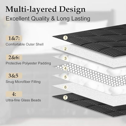 downluxe Weighted Blanket Queen Size, 15 lb Weighted Blanket with Glass Beads for All Season, Machine Washable Heavy Blanket (Black, 90 X 90 Inch) - color: Black, size: Weighted Queen,15lb