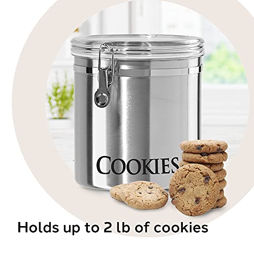 Oggi Jumbo 8" Stainless Steel Cookies Clamp Canister - Airtight Food Storage Container Ideal for Kitchen & Pantry Storage of Cookies or other Bulk, Dry Foods. - size: 8-Inch, style: Cookie Canister
