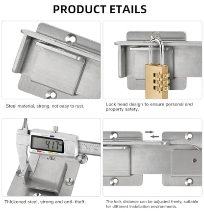 Flip Gate Latch with Padlock Hole,Double Gate Latch for Fence, 4MM Heavy-Duty gate Latch for Wooden Fence,Swing and Sliding Open Gate, Barn Door, Fence, Yard - color: Silver (2 Pcs)
