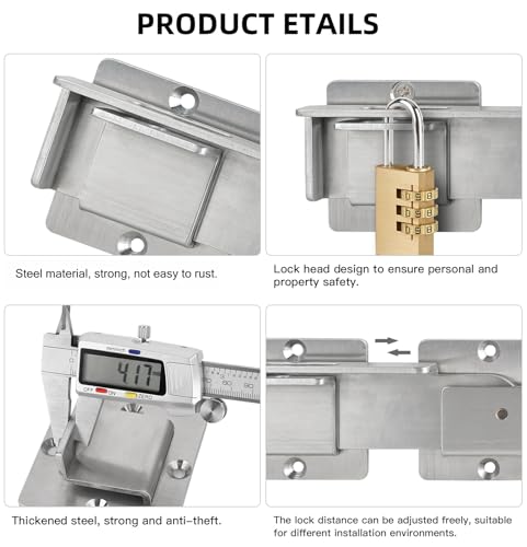 Flip Gate Latch with Padlock Hole,gate Latch for Fence, Heavy Duty Double gate Latch for Wooden Fence,Swing and Sliding Open Gate,Barn Door, Shed, Vinyl Fence, Yard - color: Silver (1 Pcs)