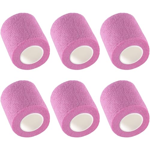 IndigoCase 6 Pack Self Adhesive Bandage Wrap 2 Inch x 5 yd Elastic Tape - color: Pink, size: 2 Inch - 6 Pack