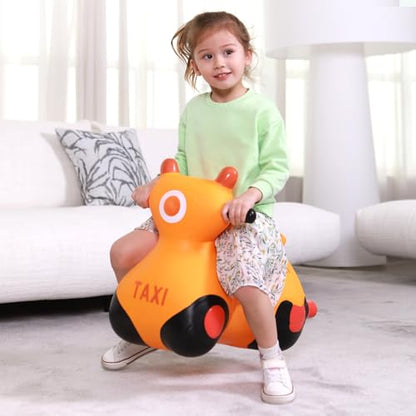 INPANY Kids Bouncy Car Hopper Toys, Toddlers Ride on Car, Gifts Toy for Kid | Eco-Friendly PVC, Low Center Gravity, Cute Cartoon Design, Load 100 Lbs, Learn & Exercise & Active Fun, Gifts for 1-3 Kids - color: Orange Car