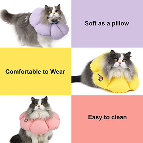 HiDREAM Cat Cone Collar,Cute Waterproof Elizabethan e Collar for Cats,Anti-Bite Lick Wound Healing Safety Cat Recovery Collar,All-Season Style - color: Pink flowers, size: Large