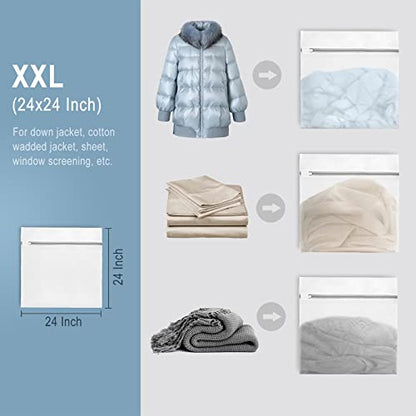 Muchfun 4Pcs Durable Fine Mesh Laundry Bags for Delicates 24 x 24 Inches | (4 XX-Large) - size: 4 XX-Large