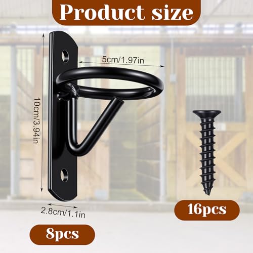8 Pcs Bucket Hooks for Horses Metal Equestrian Water Bucket Hook Hangers Horse Stalls Feed Barn Farmhouse Supplies (Black)