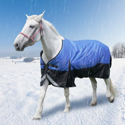 72” Winter Horse Blanket, 1200D Waterproof Poly Horse Turnout Blanket, Tear-Resistant Warmth Horse Blanket with Snuggit 220G Filling, Breathable Thick Turnout Blankets for Horse - size: 72”