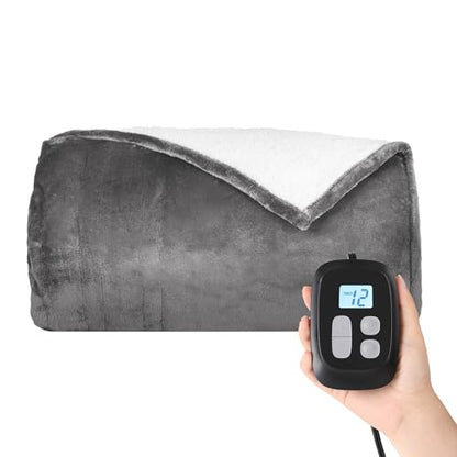 Heated Blanket Electric Blanket King Size 90''x100'' with 10 Heating Levels, 1-12 Hour Auto Shut Off, Machine Washable, Dual Controller Soft Warming Blanket for Couch, Bed, Office - Light Grey - color: 01-light Grey, size: 90''x100''(King)