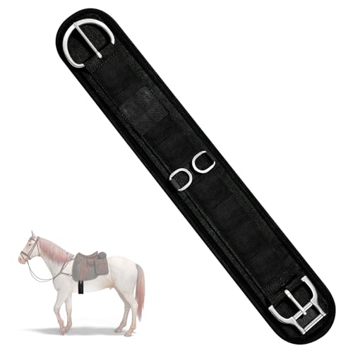 Eccliy 32 Inch Equine Horse Cinch Elastic Saddle Cinch Girth with Buckle for Western Horse Riding Supplies - color: Black