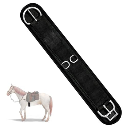 Eccliy 32 Inch Equine Horse Cinch Elastic Saddle Cinch Girth with Buckle for Western Horse Riding Supplies - color: Black