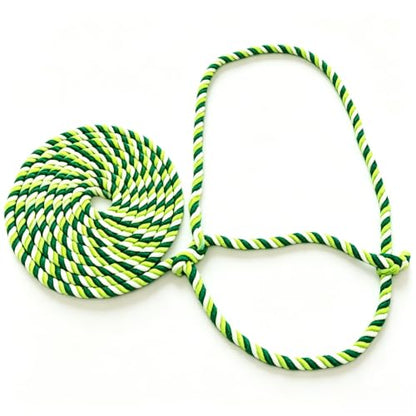 Rope Halter for Cattle, Goat, Sheep - 68.9in Polyester Braided Lead - color: Green