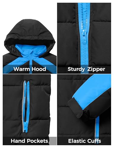 ZSHOW Boys' Puffer Jacket Soft Fleece Lined Winter Coat Outerwear Jacket - color: Black, size: 8