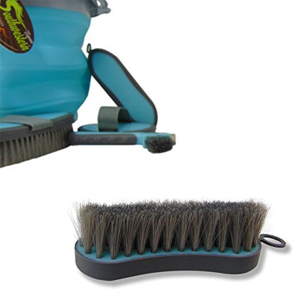 Collapsible Grooming Kit 10 Liter Bucket and 5 Grooming Tools - By Southwestern Equine - Turquoise - color: Turquoise